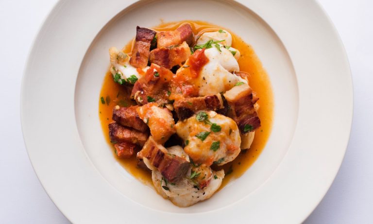Nigel Slater’s cod cheeks, pancetta and tomato recipe