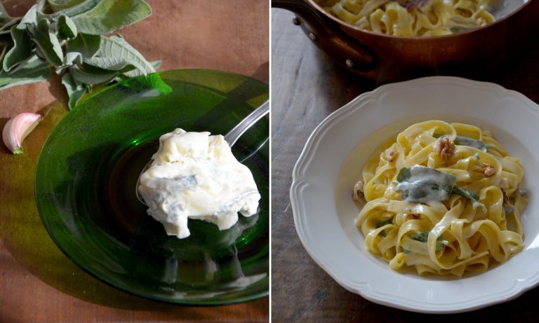 Rachel Roddy’s recipe for tagliatelle with gorgonzola and walnuts