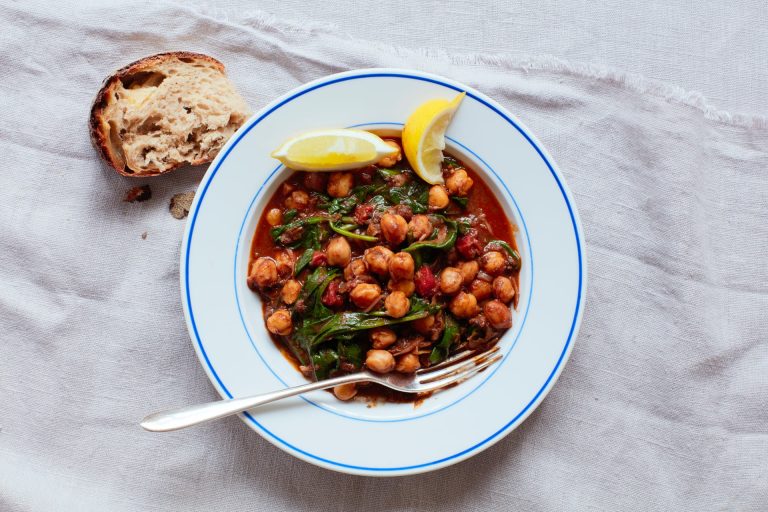 Thomasina Miers’ recipe for chickpea, black pudding and spinach ragu